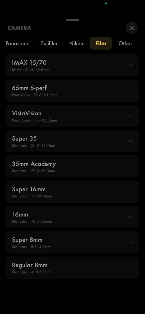 Camera and film-format database